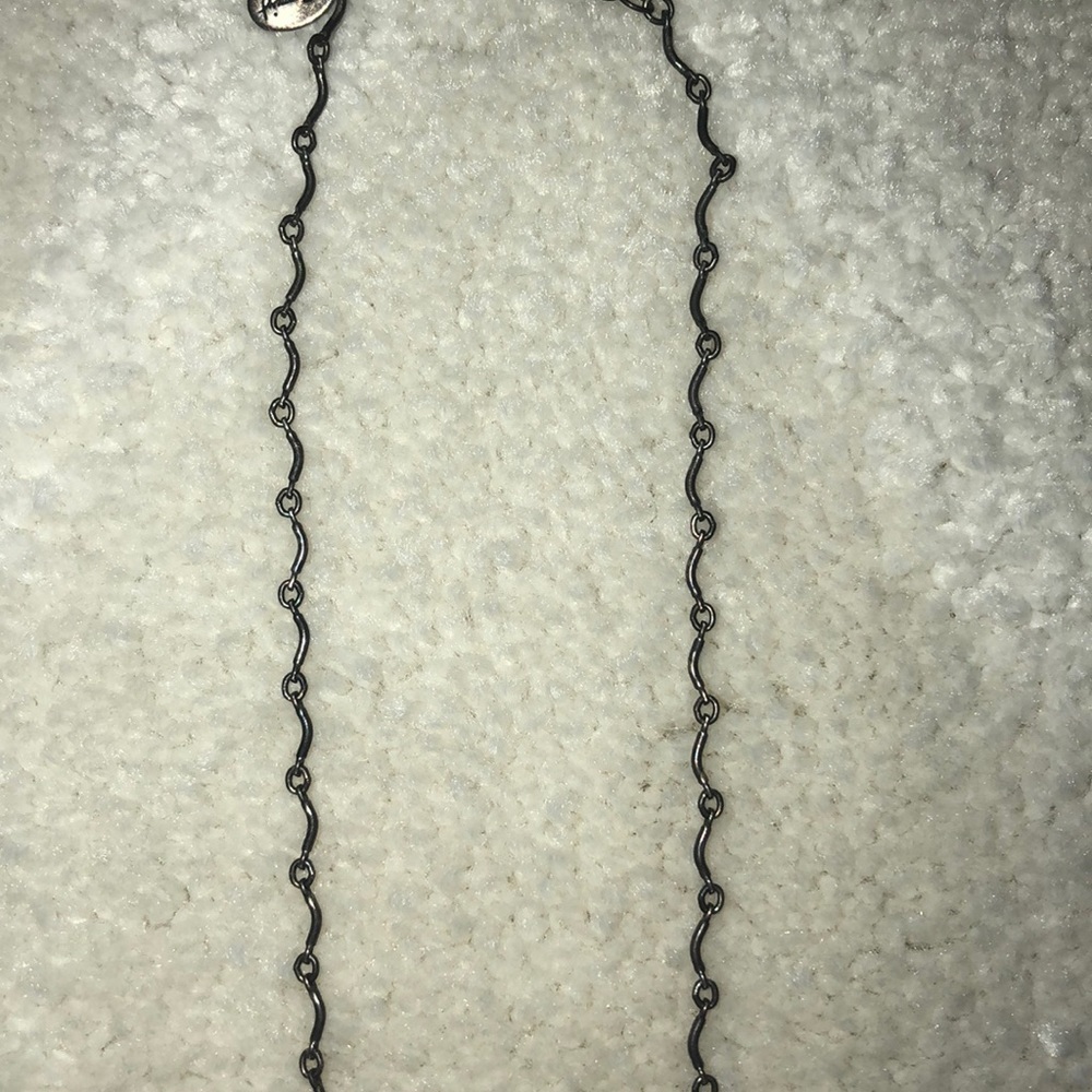 Dark Metal Chain Necklace with Iridescent Crystals - Picture 3 of 3